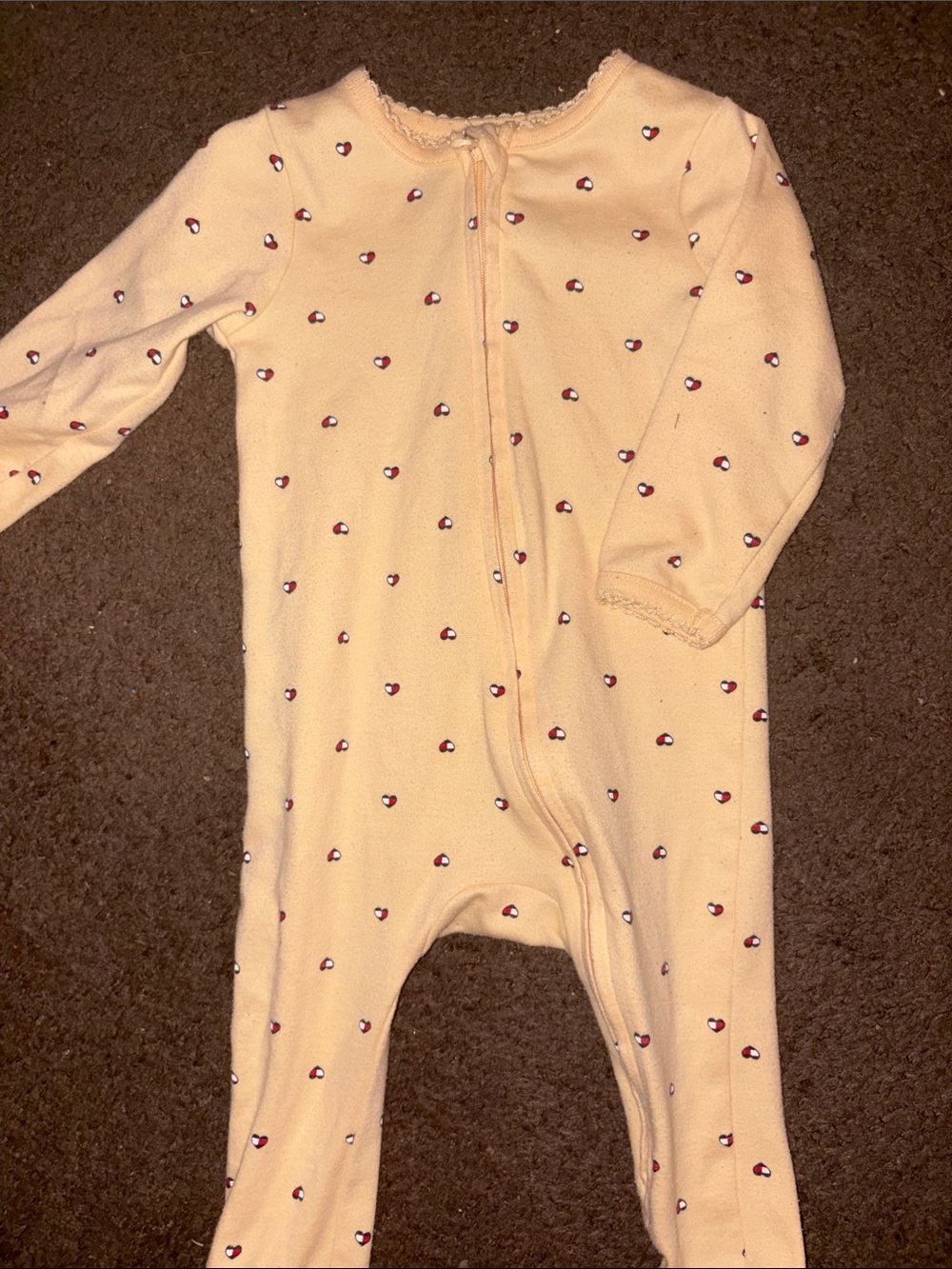 Tommy Hilfiger Yellow One-Piece Footie with Tiny Heart Print
